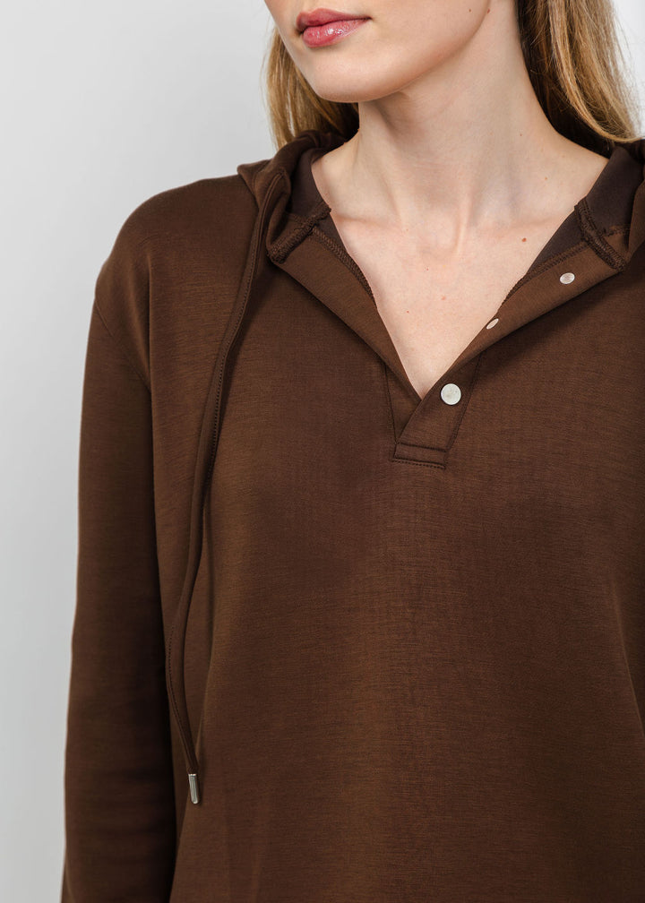 BK Modal Snap Hoodie in Brown available at Barbara Katz