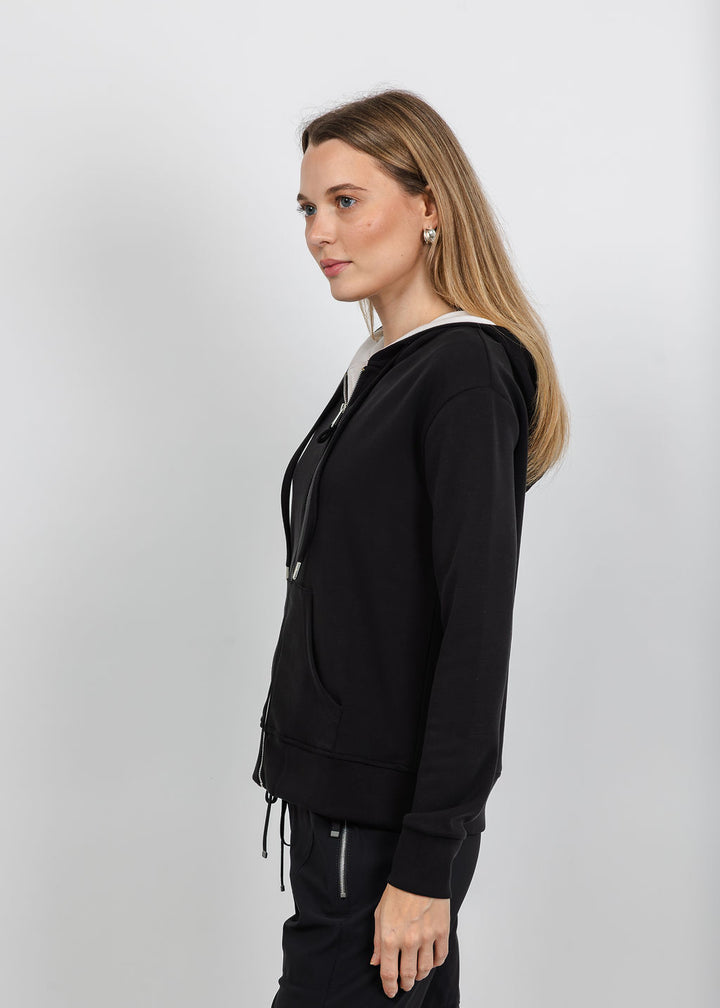 BK Modal Two Tone Hoodie in Black/Ivory available at Barbara Katz