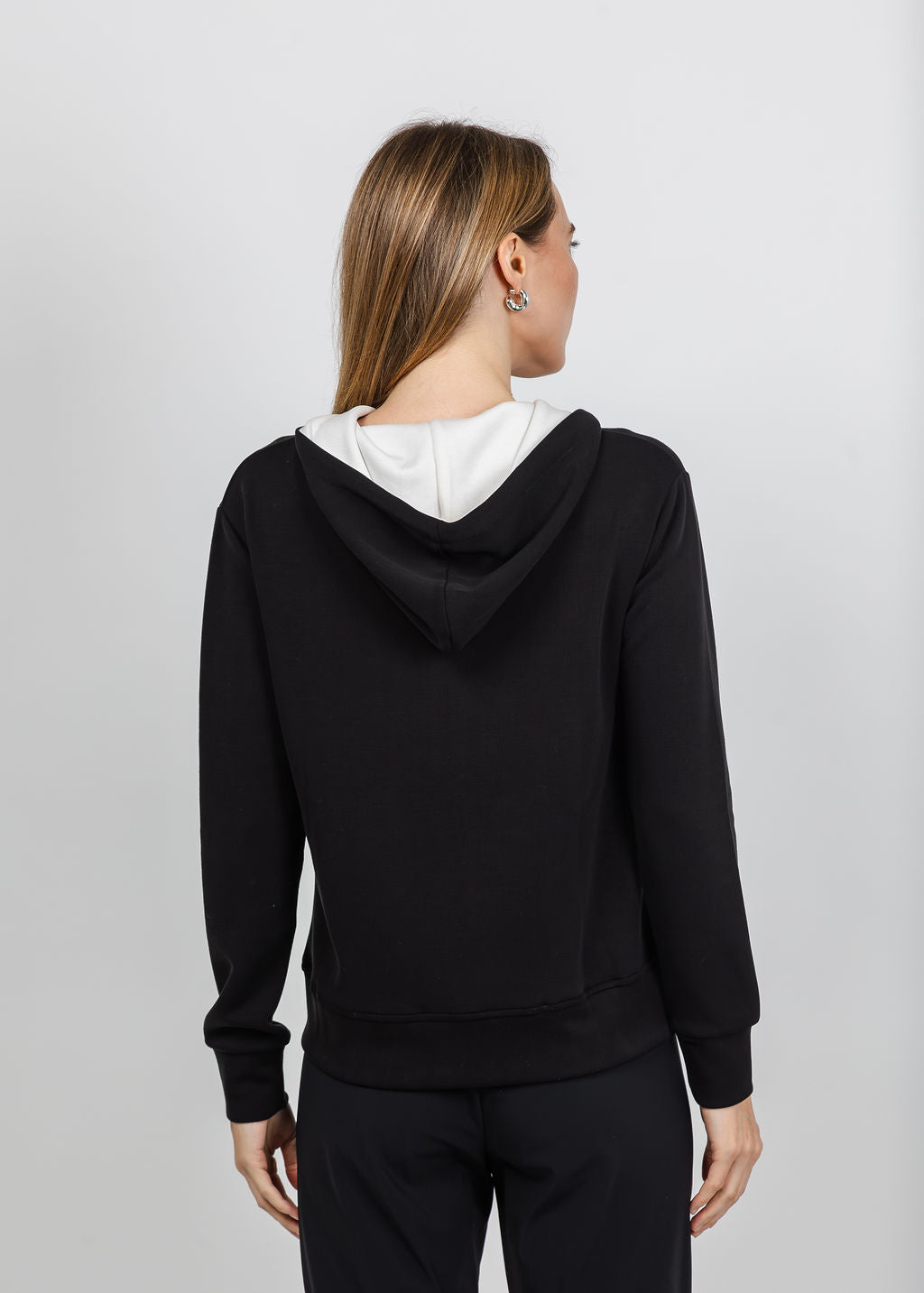 BK Modal Two Tone Hoodie in Black/Ivory available at Barbara Katz