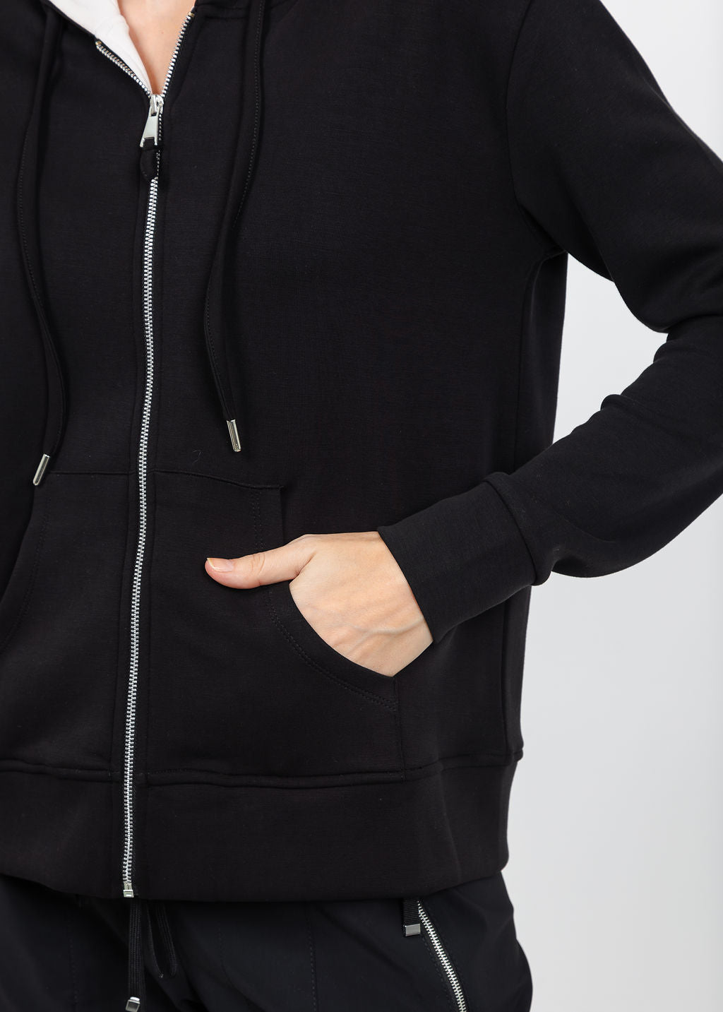 BK Modal Two Tone Hoodie in Black/Ivory available at Barbara Katz