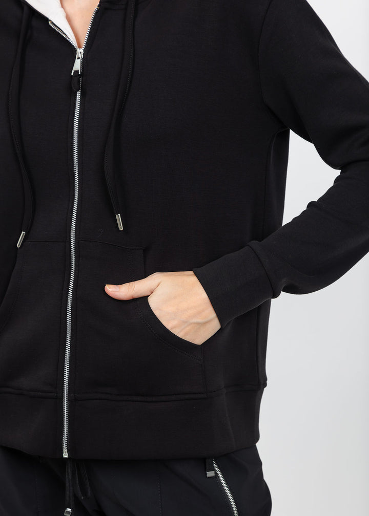 BK Modal Two Tone Hoodie in Black/Ivory available at Barbara Katz