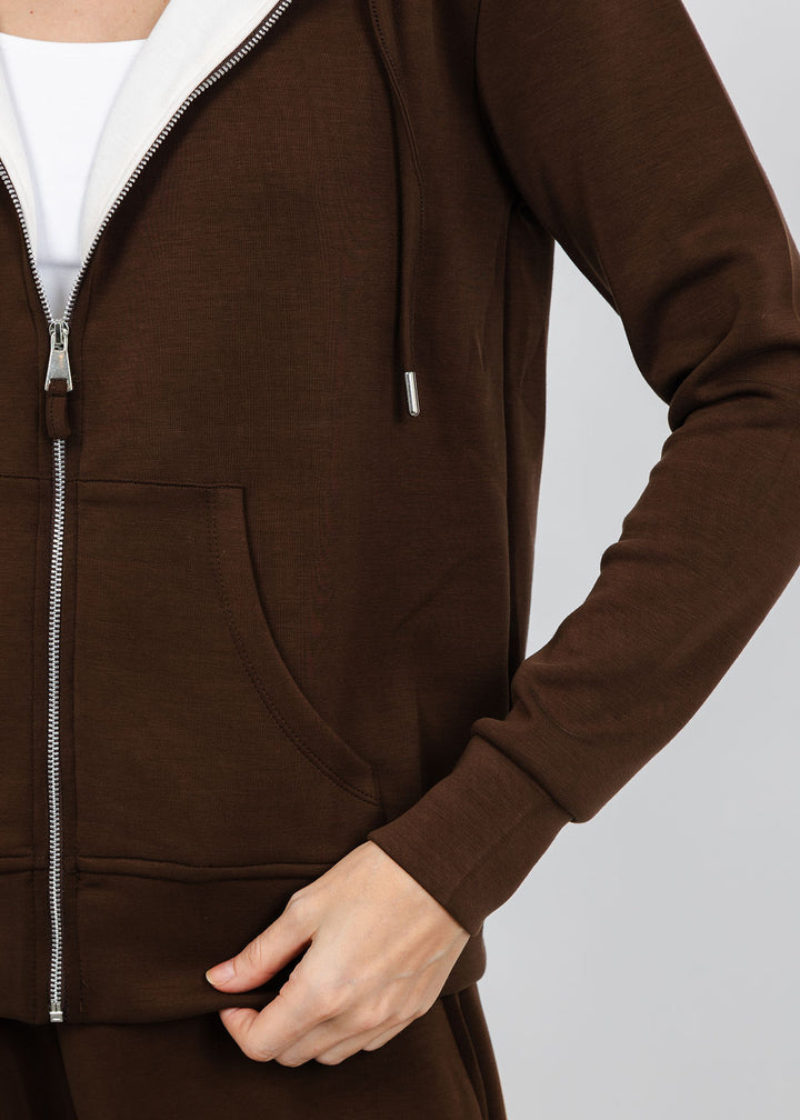 BK Modal Two Tone Hoodie in Brown/Ivory available at Barbara Katz