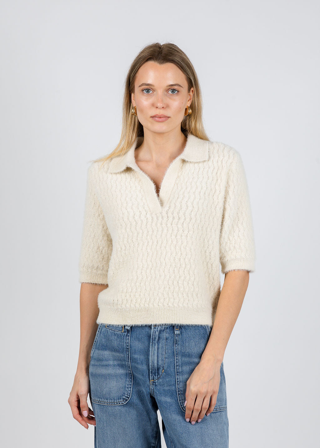 BK Moisa Polo Sweater in Birch available at Barbara Katz