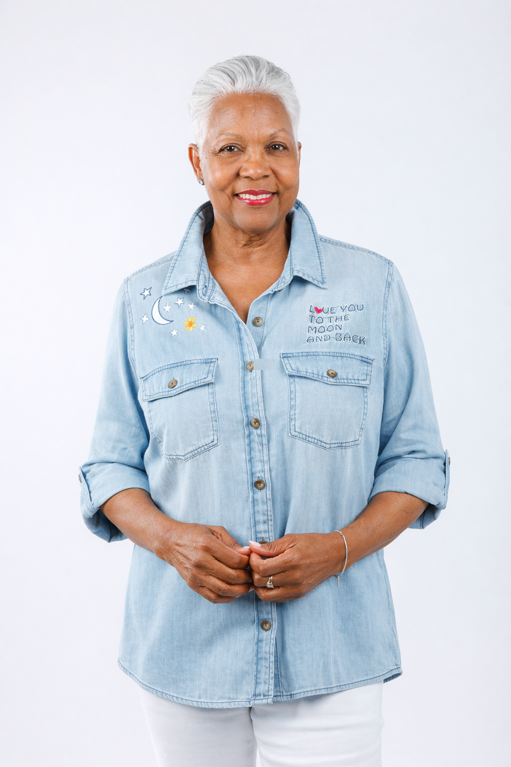 BK Moon and Stars Denim Shirt available at Barbara Katz