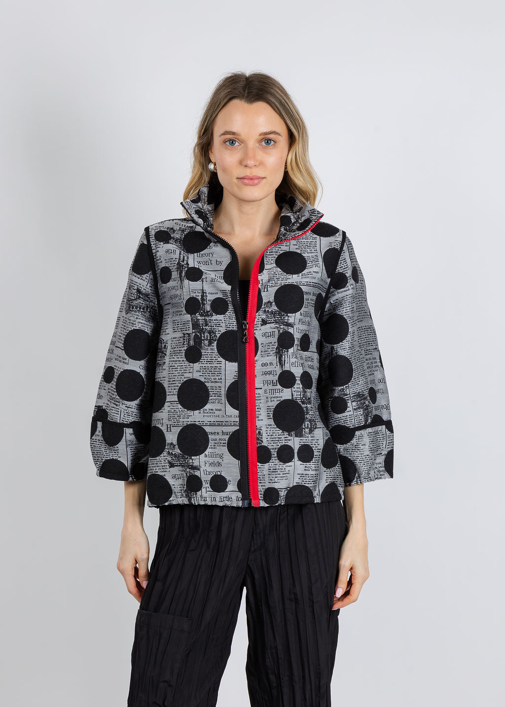 BK Newspaper Jacket in Black/Multi available at Barbara Katz