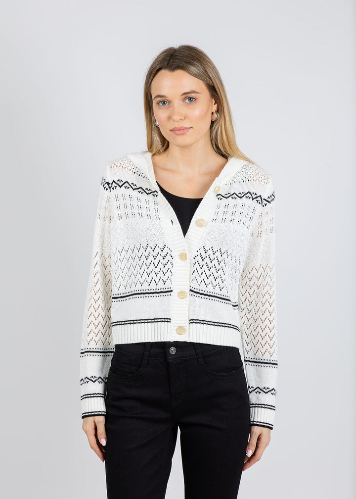 BK North Nautical Hooded Cardigan in Ivory available at Barbara Katz