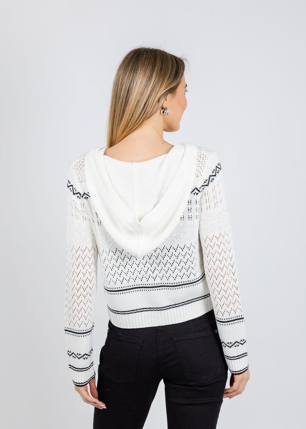 BK North Nautical Hooded Cardigan in Ivory available at Barbara Katz