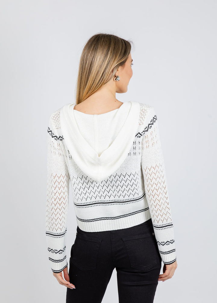 BK North Nautical Hooded Cardigan in Ivory available at Barbara Katz