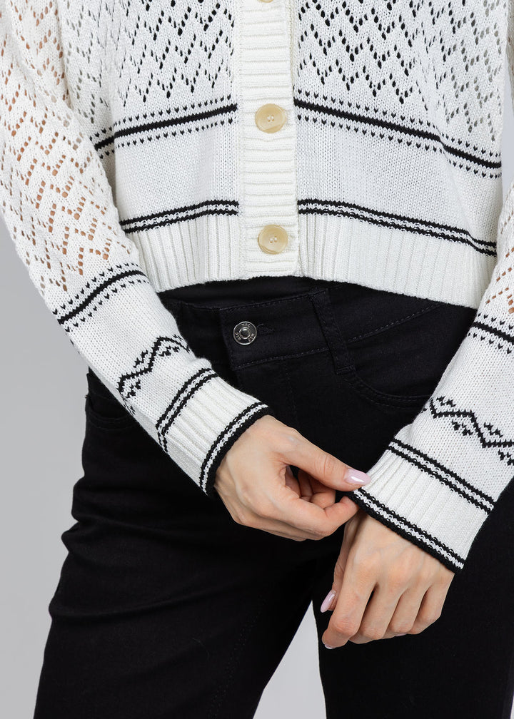 BK North Nautical Hooded Cardigan in Ivory available at Barbara Katz