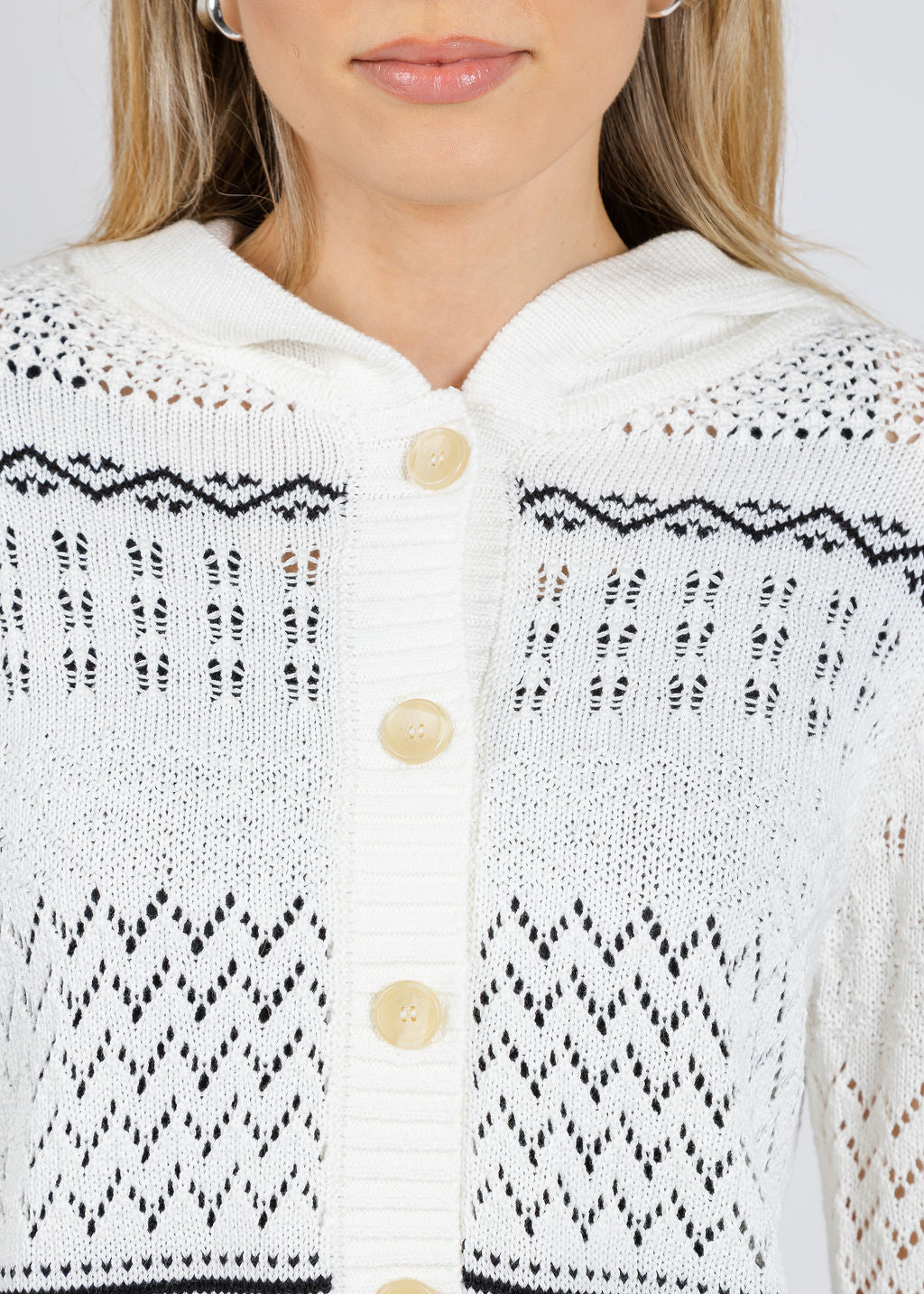 BK North Nautical Hooded Cardigan in Ivory available at Barbara Katz