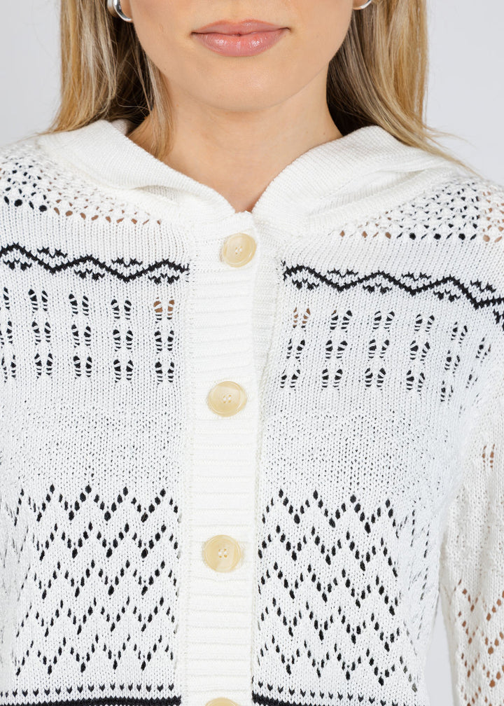 BK North Nautical Hooded Cardigan in Ivory available at Barbara Katz