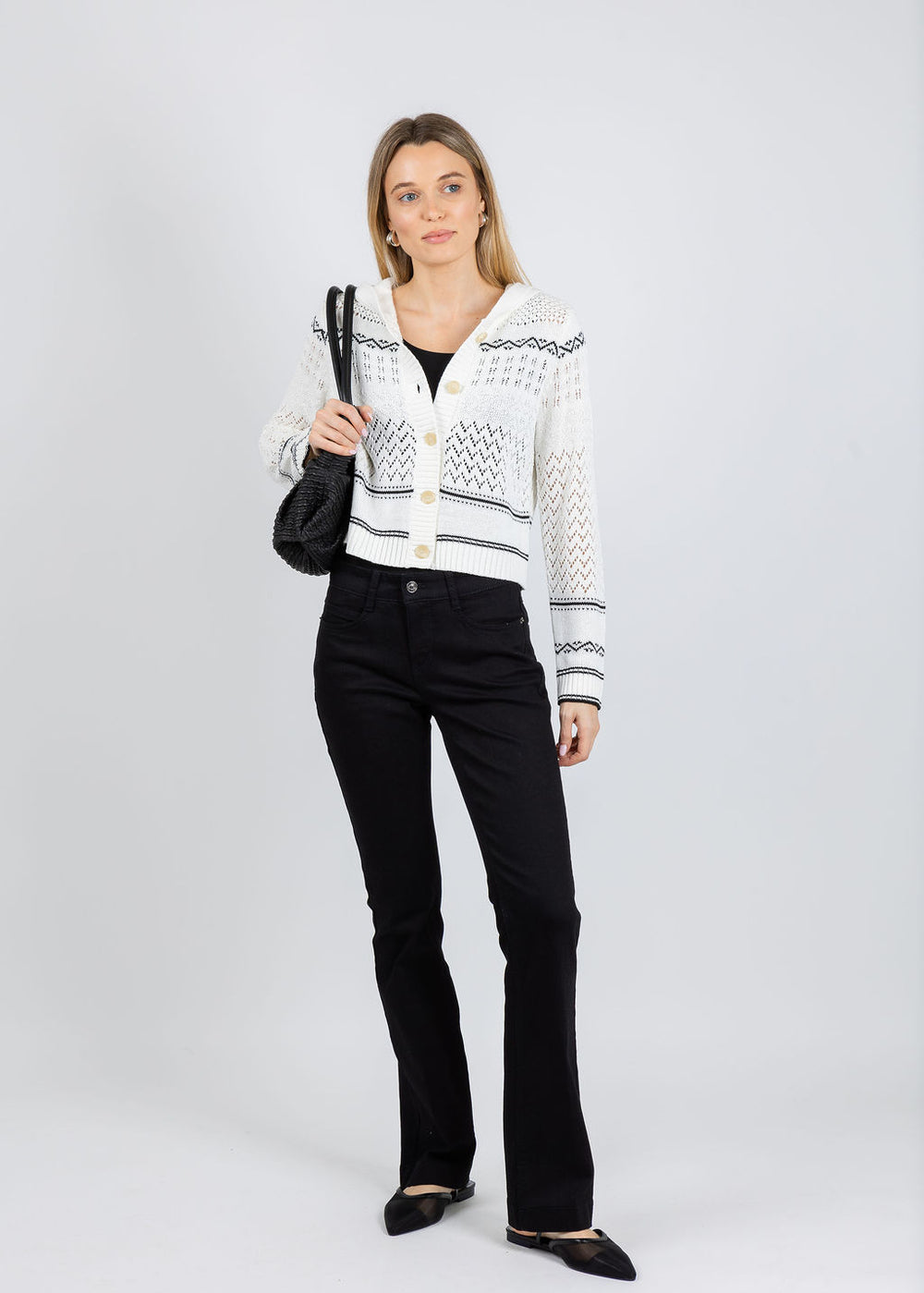 BK North Nautical Hooded Cardigan in Ivory available at Barbara Katz