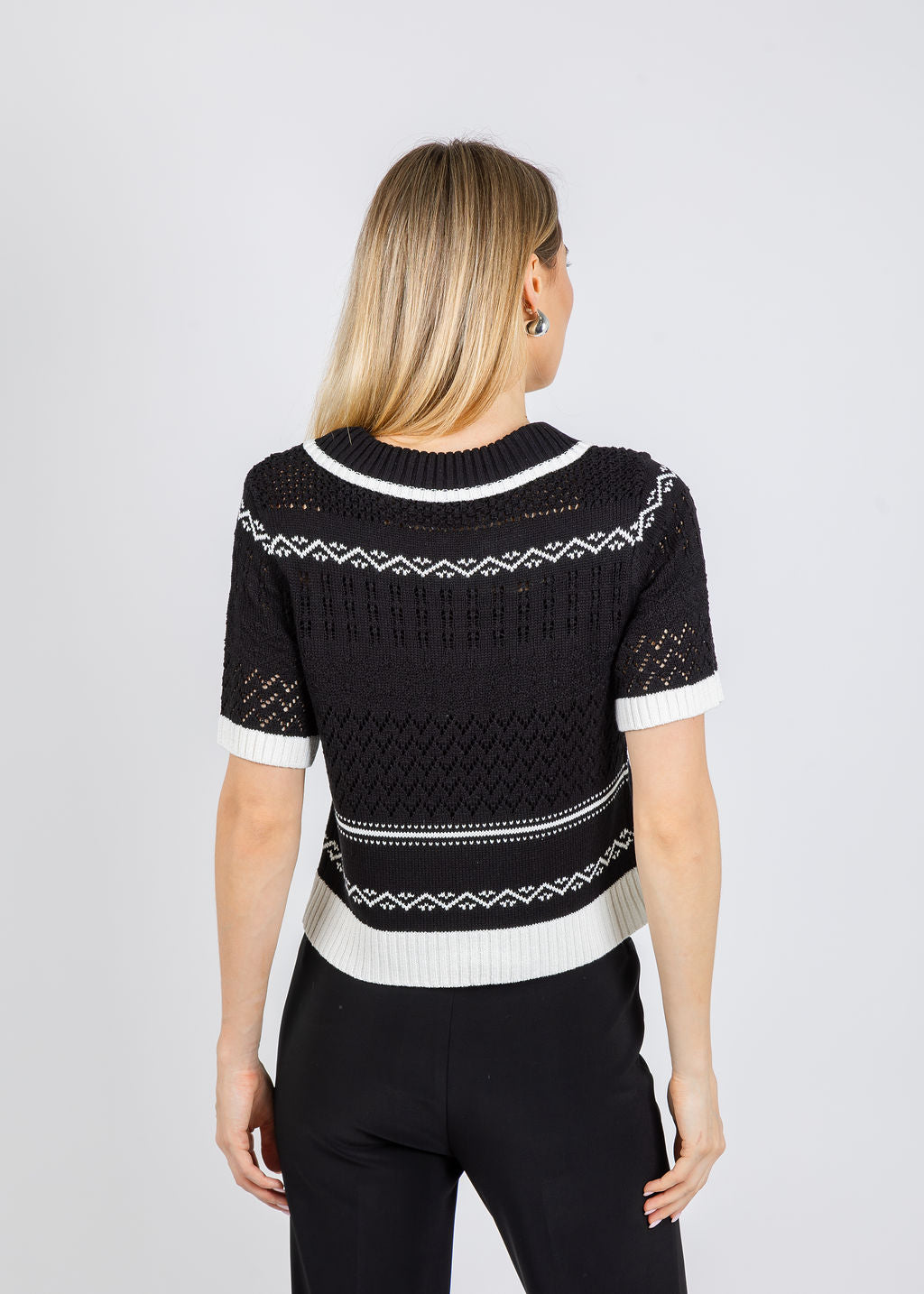 BK North Nautical Polo Sweater in Black available at Barbara Katz