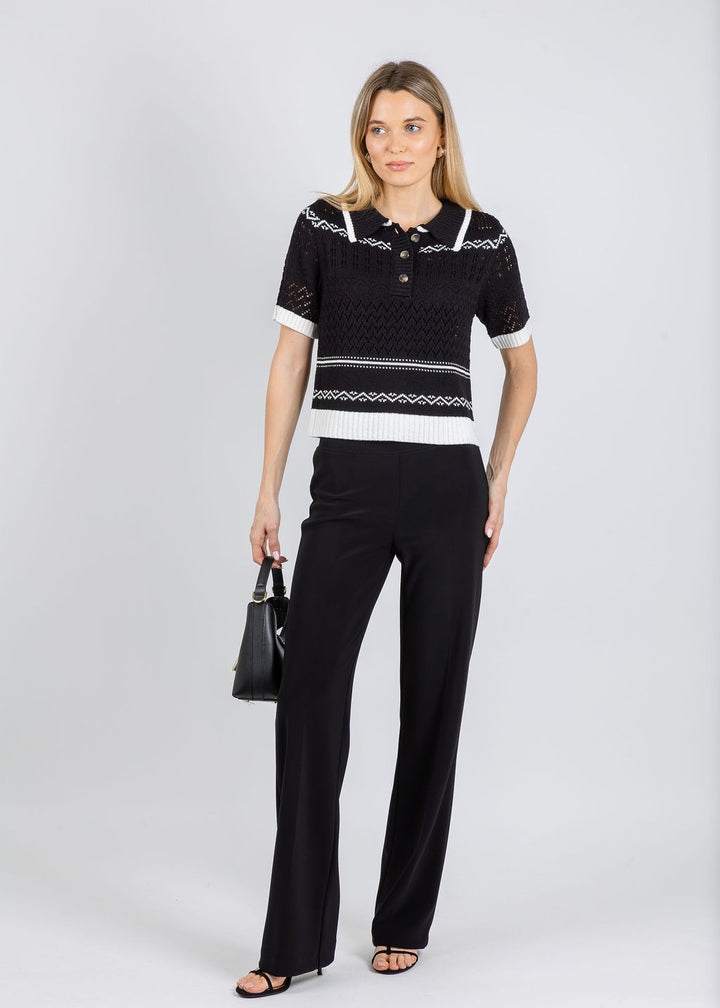 BK North Nautical Polo Sweater in Black available at Barbara Katz