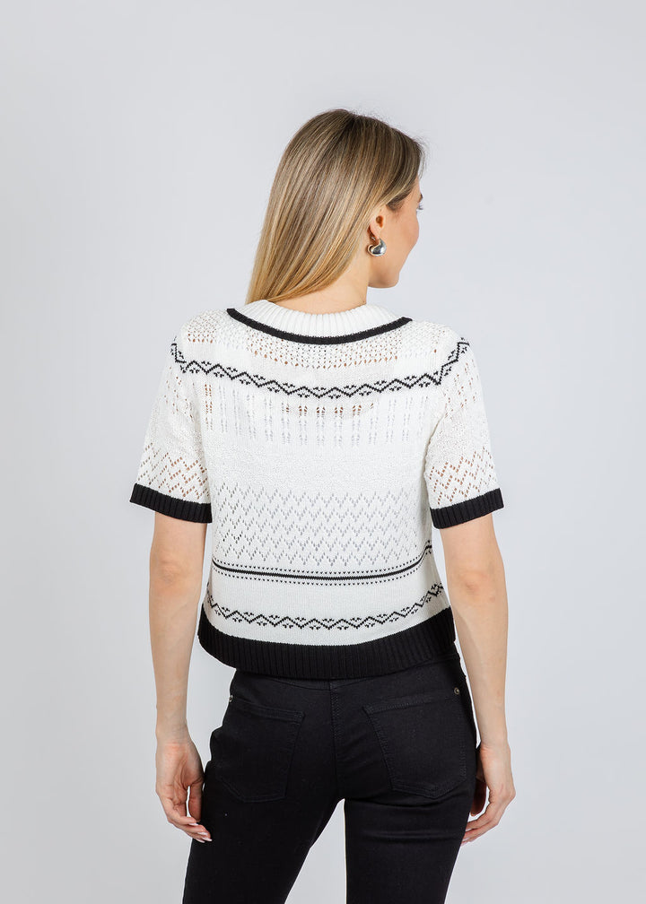 BK North Nautical Polo Sweater in Ivory available at Barbara Katz