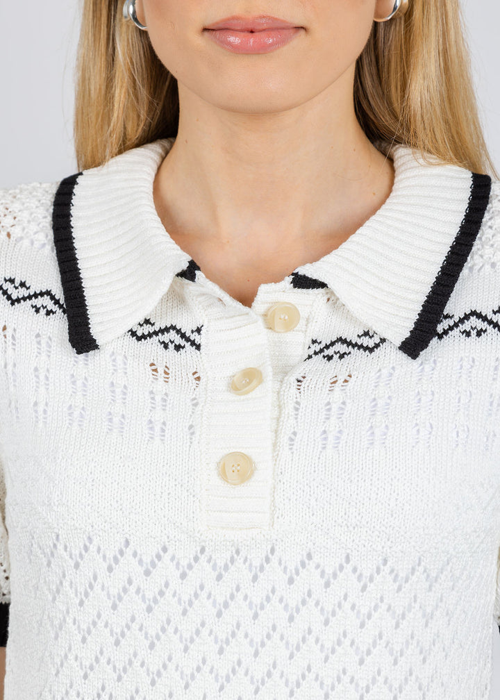 BK North Nautical Polo Sweater in Ivory available at Barbara Katz