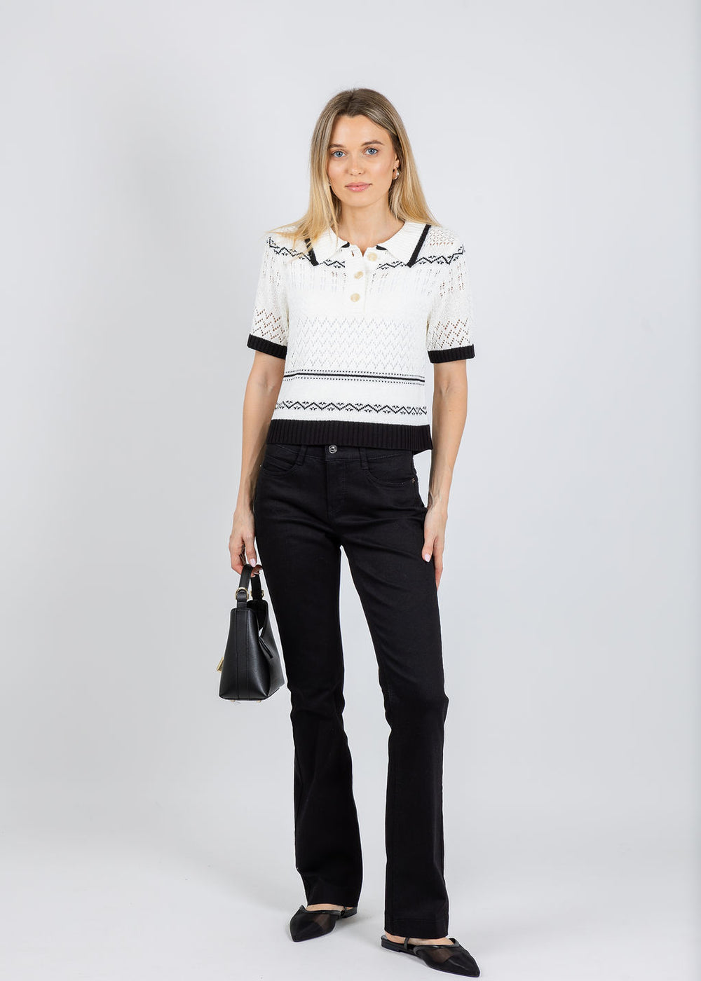 BK North Nautical Polo Sweater in Ivory available at Barbara Katz