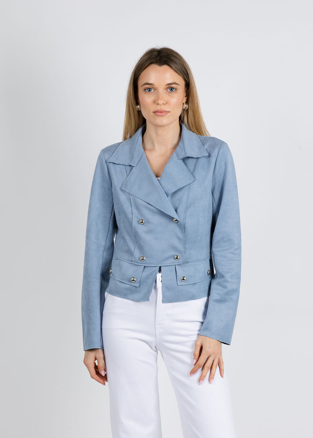 BK Olivia Studs Jacket in Blue available at Barbara Katz