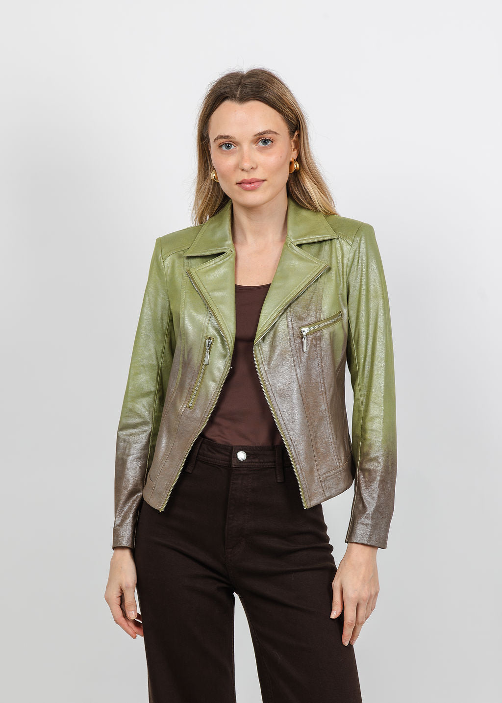 BK Ombre Liquid Jacket in Olive available at Barbara Katz
