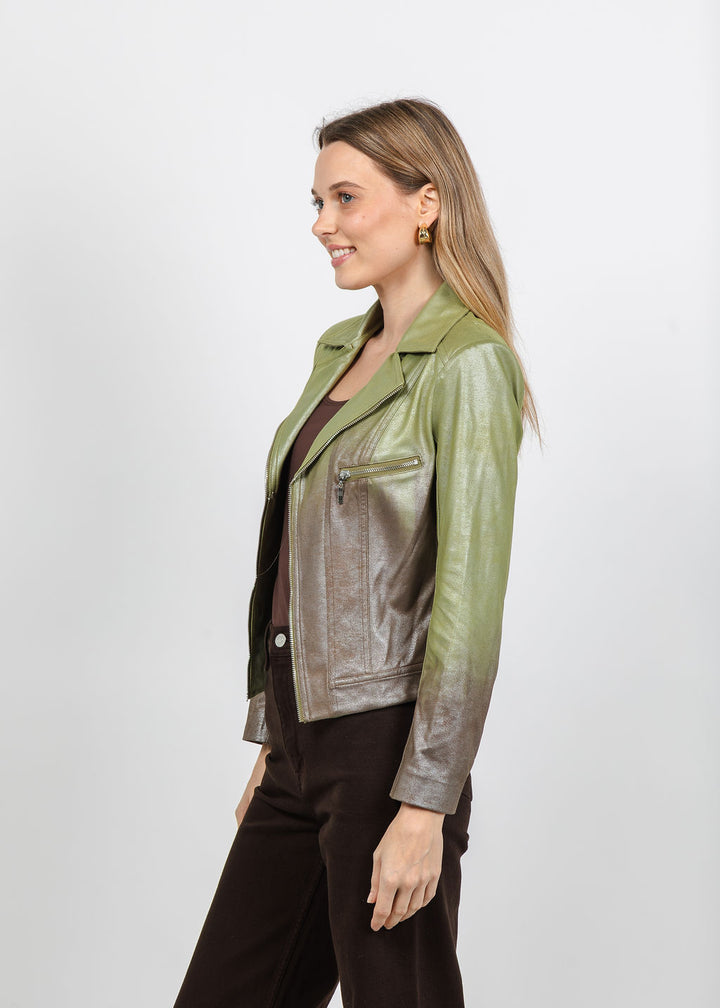 BK Ombre Liquid Jacket in Olive available at Barbara Katz