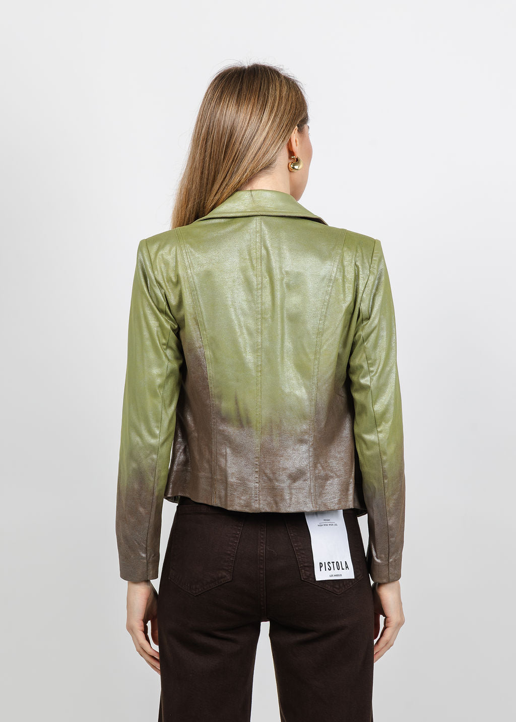 BK Ombre Liquid Jacket in Olive available at Barbara Katz
