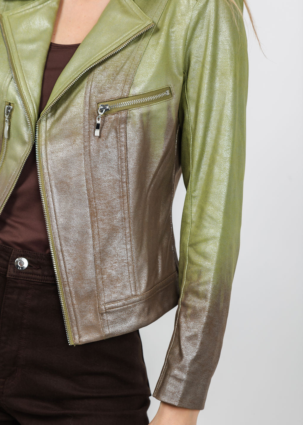 BK Ombre Liquid Jacket in Olive available at Barbara Katz