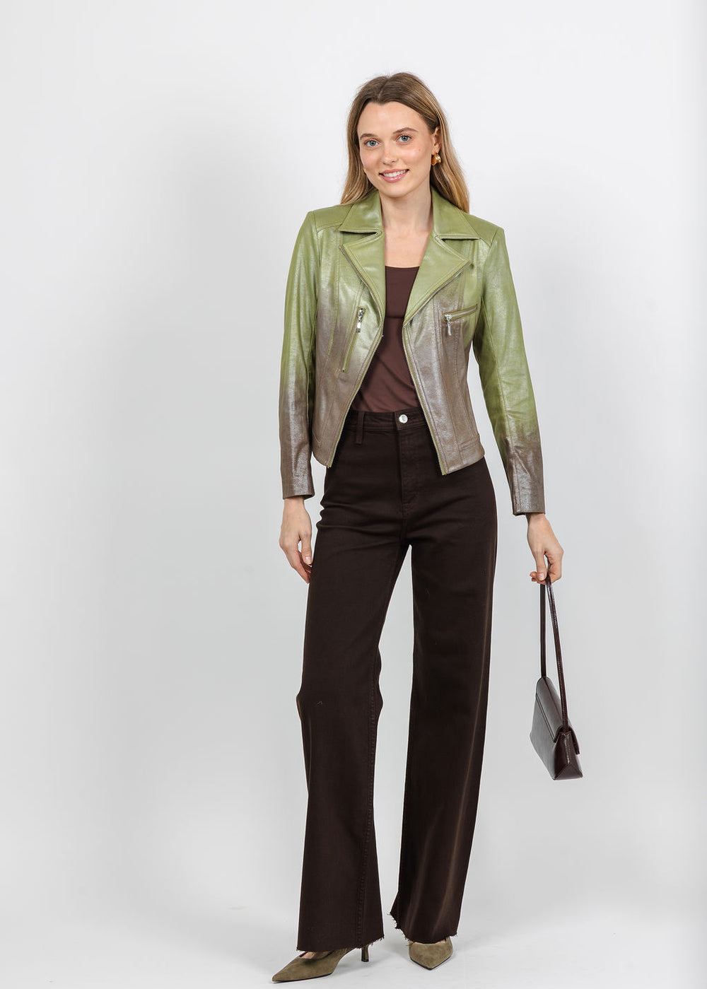 BK Ombre Liquid Jacket in Olive available at Barbara Katz