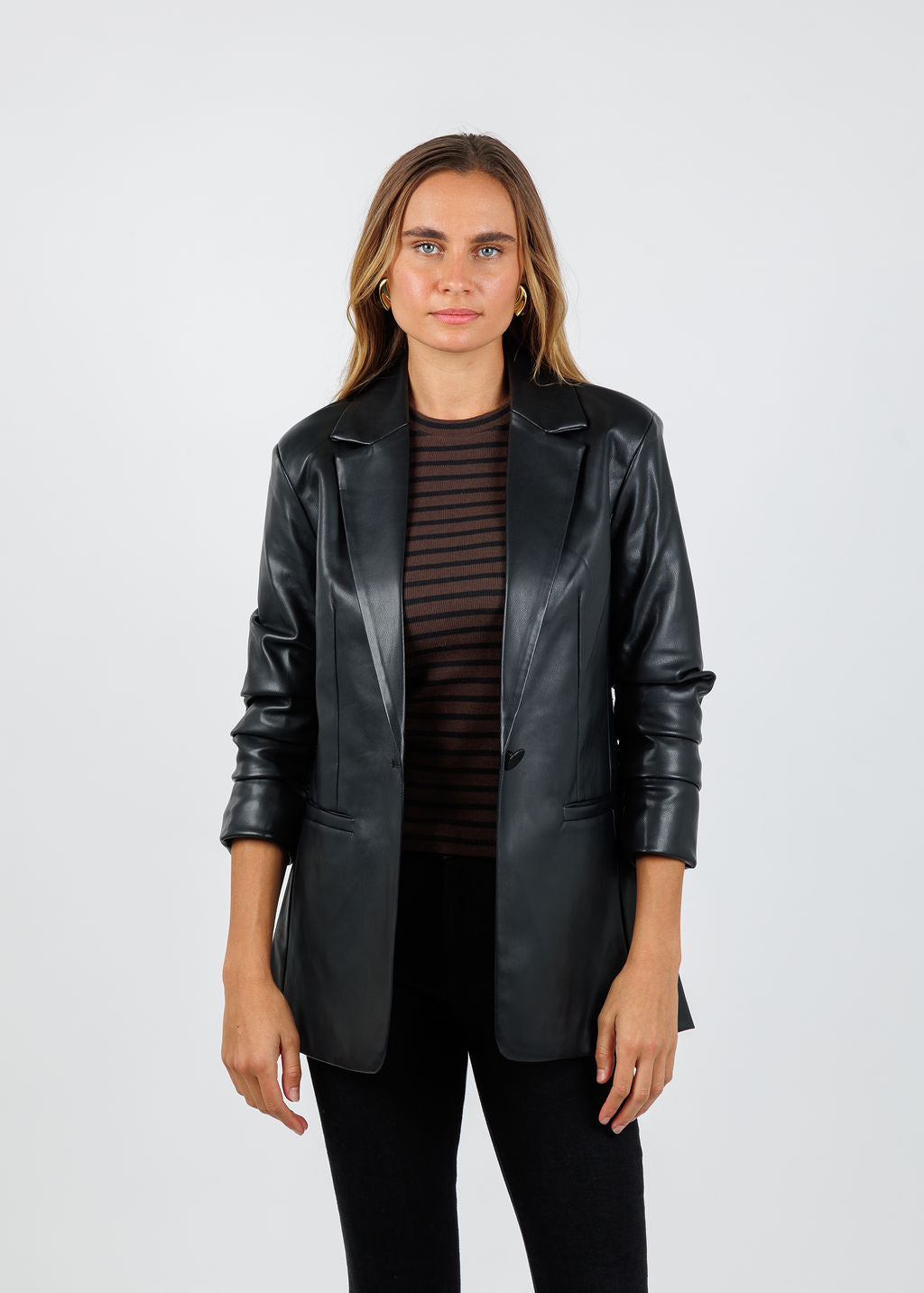 BK Orion Vegan Blazer in Black available at Barbara Katz