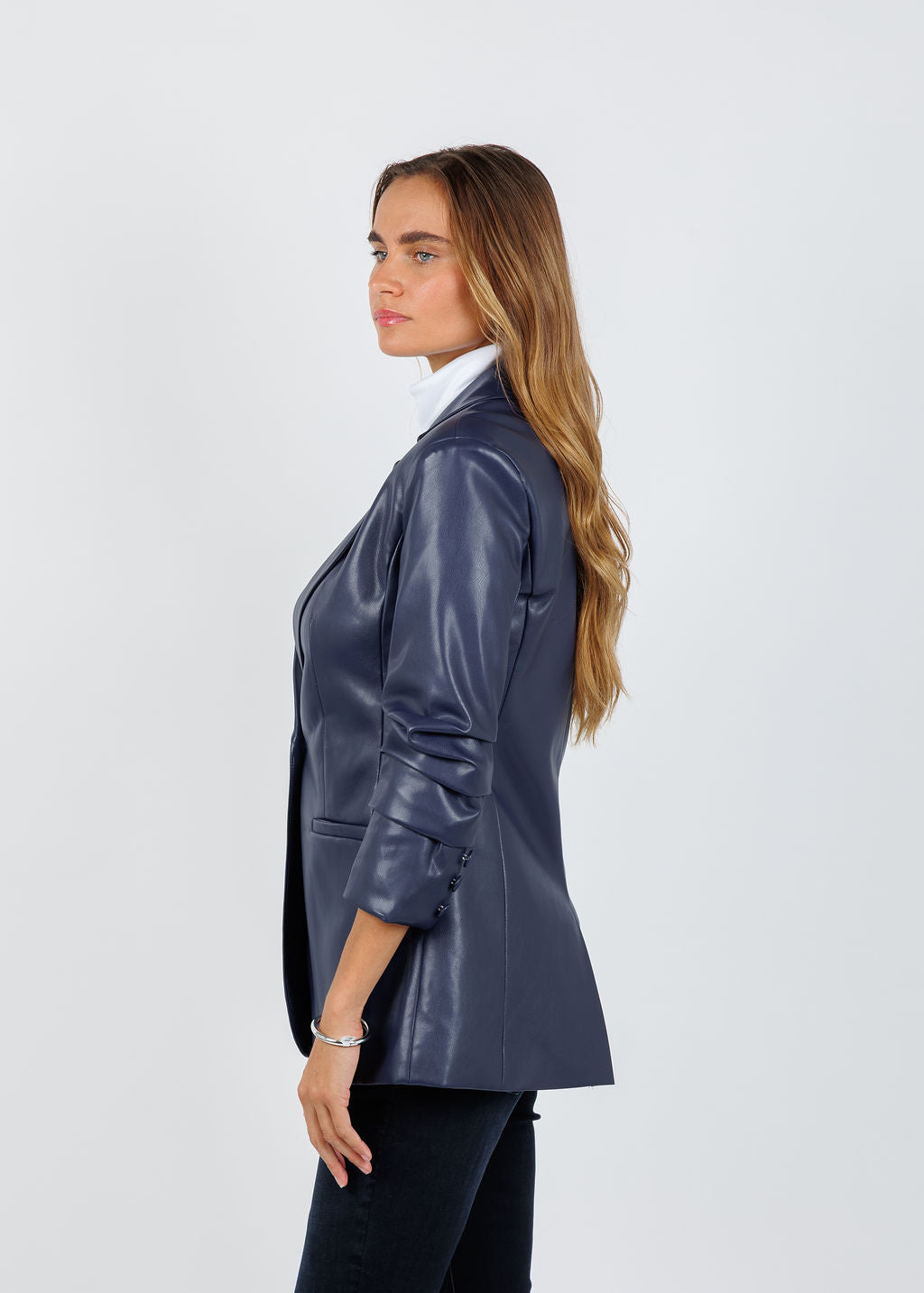 BK Orion Vegan Blazer in Navy available at Barbara Katz