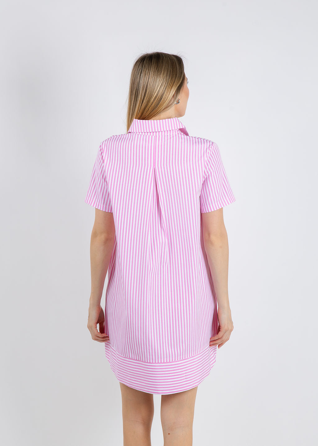 BK Phoebe Shirt Dress in Pink/White available at Barbara Katz
