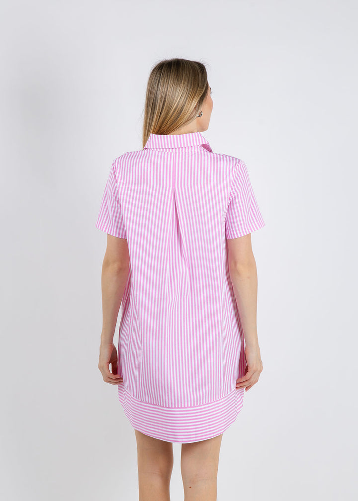 BK Phoebe Shirt Dress in Pink/White available at Barbara Katz