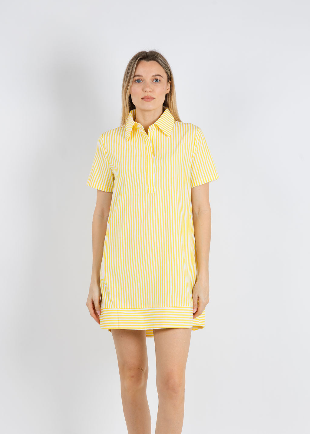 BK Phoebe Shirt Dress in Yellow/White available at Barbara Katz