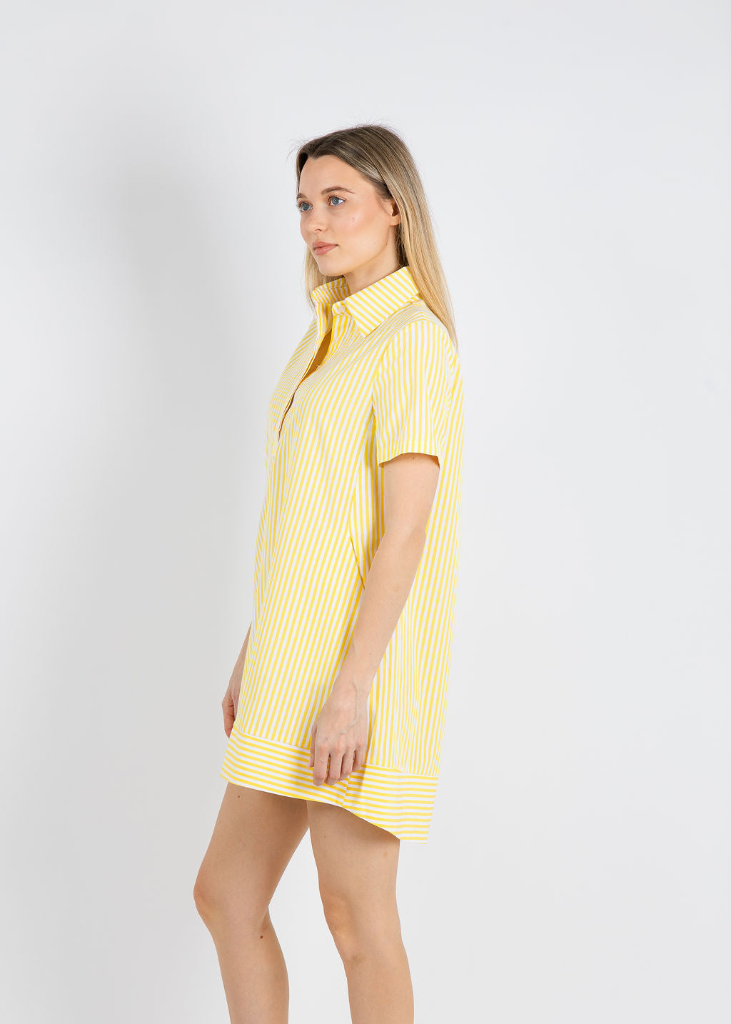 BK Phoebe Shirt Dress in Yellow/White available at Barbara Katz