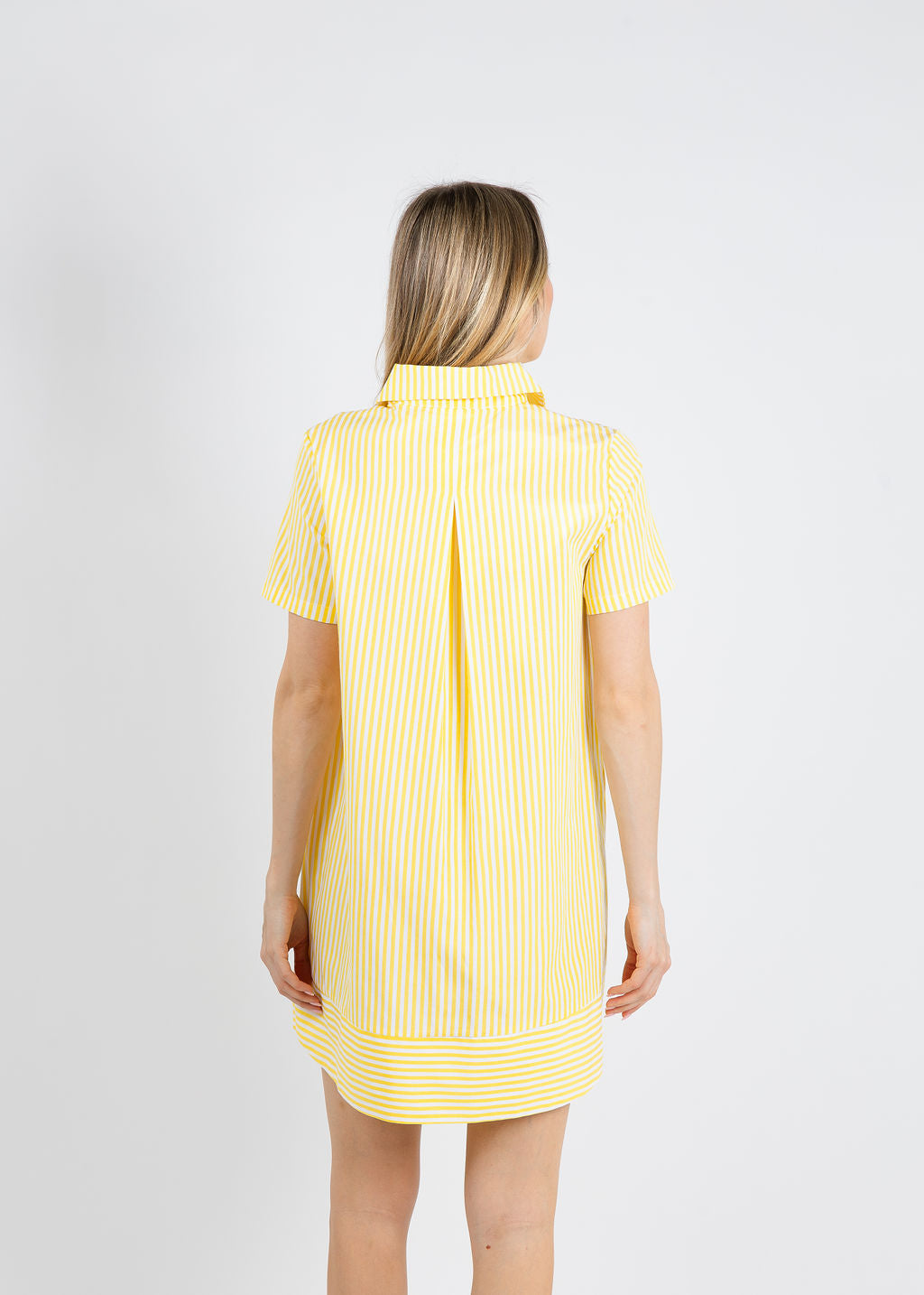 BK Phoebe Shirt Dress in Yellow/White available at Barbara Katz
