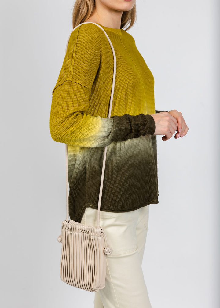 BK Pleated Drawstring Cellphone Bag in Beige available at Barbara Katz