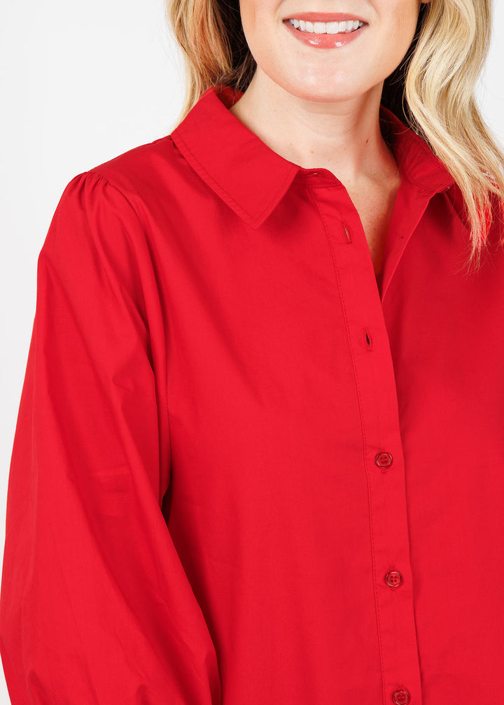 BK Sally Poplin Sleeve Dress in Red available at Barbara Katz