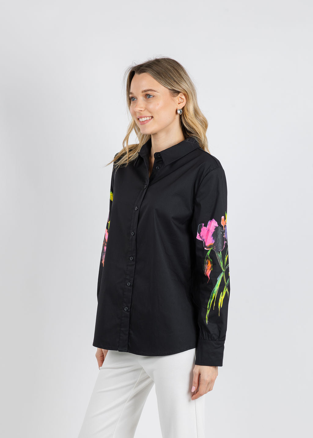 BK Sandy Paint Blouse in Black available at Barbara Katz