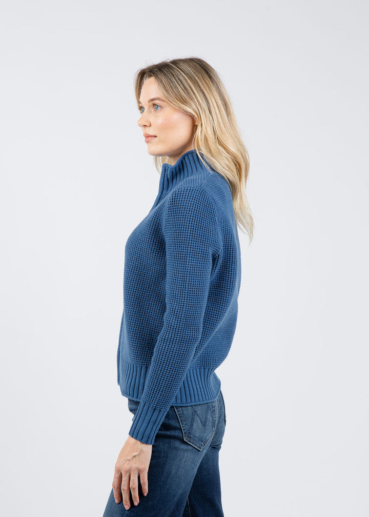 BK Seed Stitch Zip Jacket in Colony Blue available at Barbara Katz