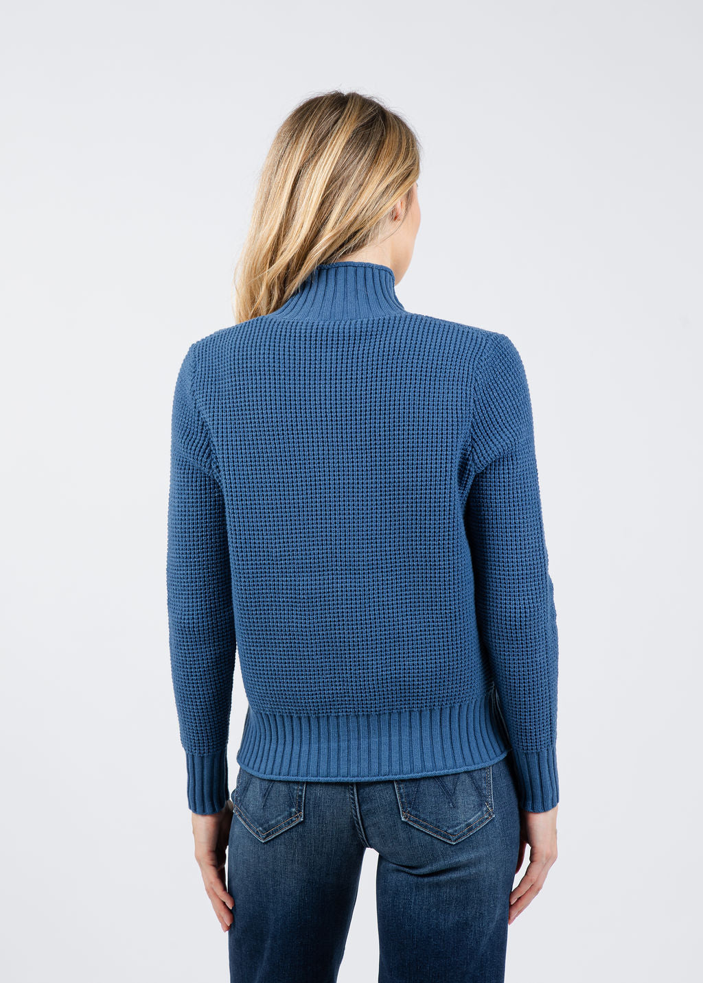 BK Seed Stitch Zip Jacket in Colony Blue available at Barbara Katz