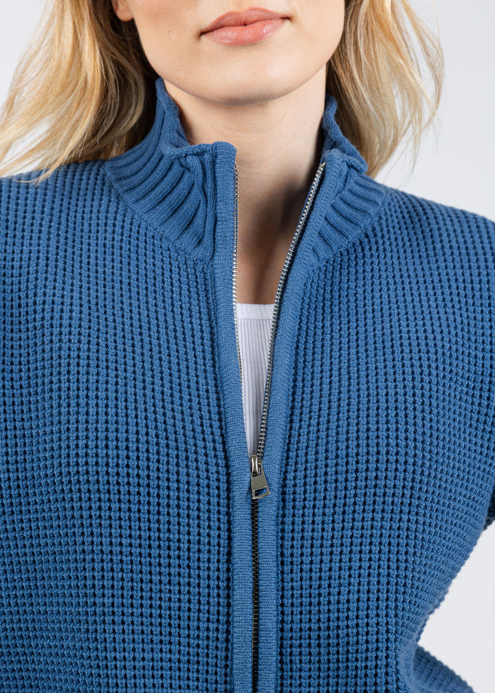BK Seed Stitch Zip Jacket in Colony Blue available at Barbara Katz