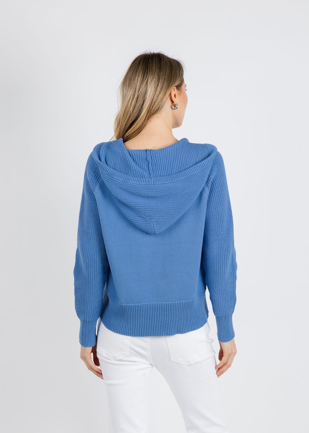 BK Shaker Knit Hoodie in Humid Blue available at Barbara Katz 
