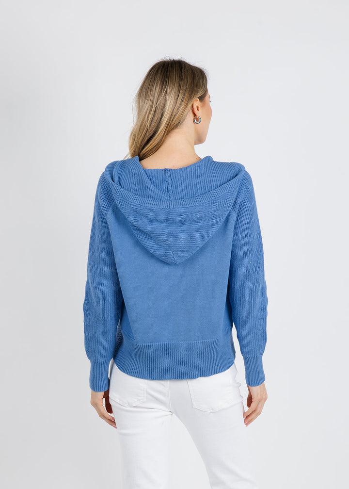 BK Shaker Knit Hoodie in Humid Blue available at Barbara Katz 