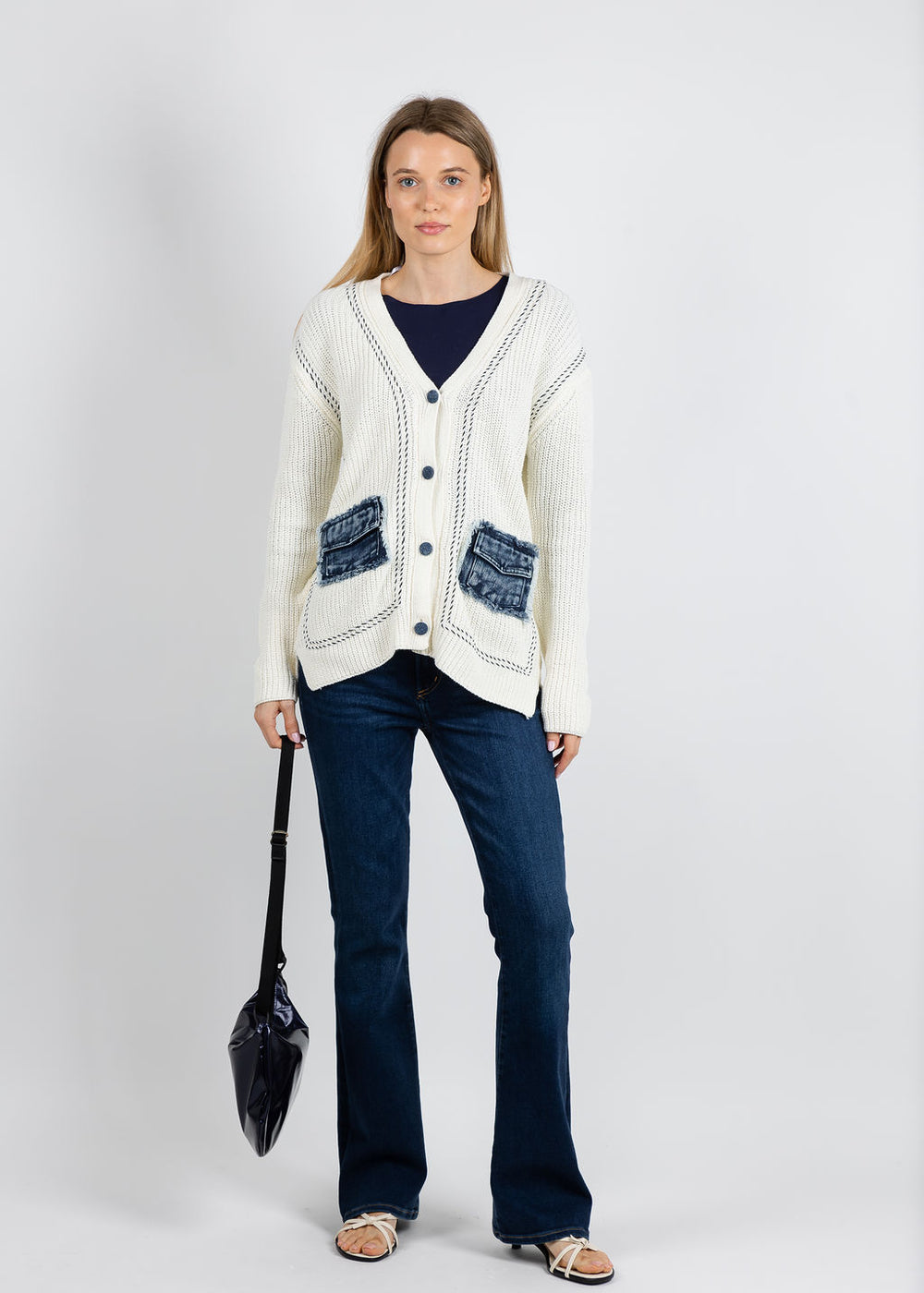 BK Sinclair Cardigan in Selvedge Denim available at Barbara Katz