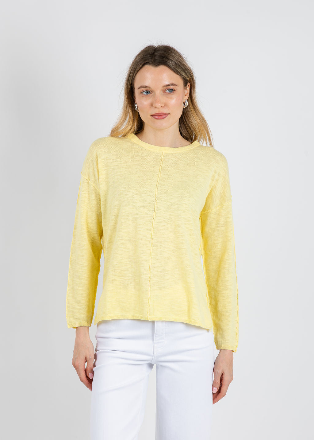 BK Slub Center Seam Long Sleeve Tee in Cool Lemon available at Barbara Katz