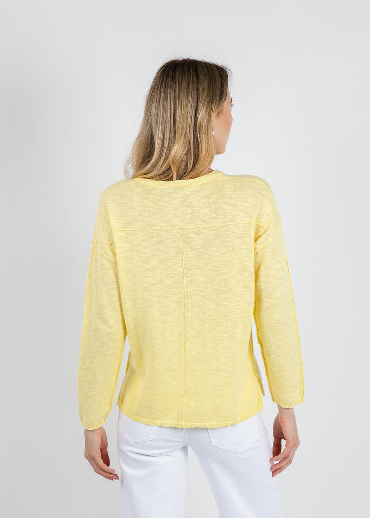 BK Slub Center Seam Long Sleeve Tee in Cool Lemon available at Barbara Katz