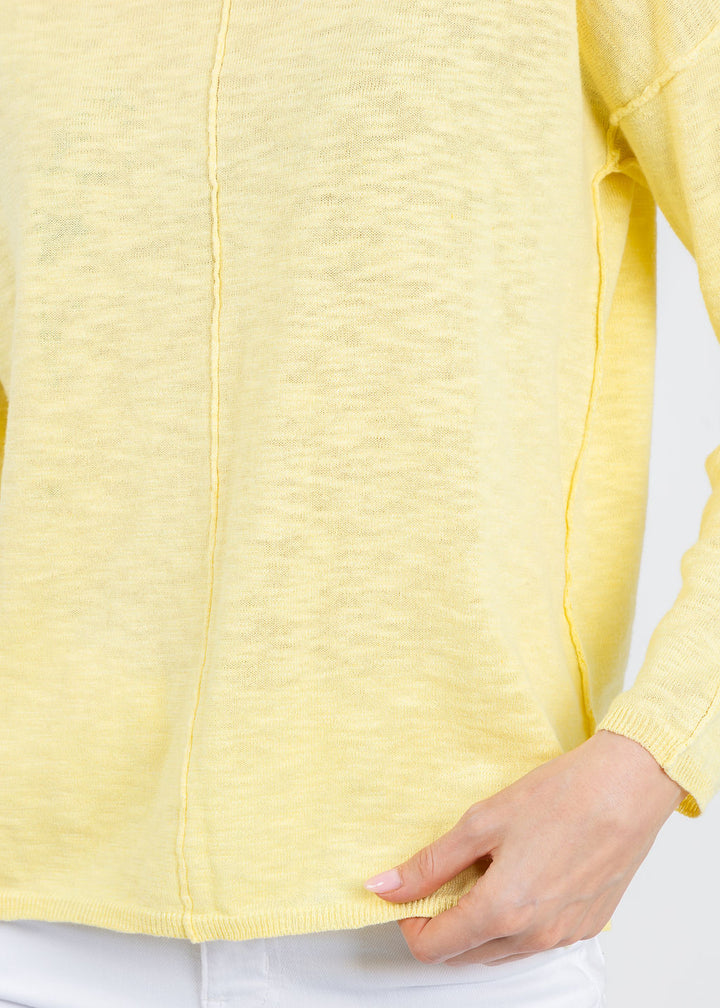 BK Slub Center Seam Long Sleeve Tee in Cool Lemon available at Barbara Katz