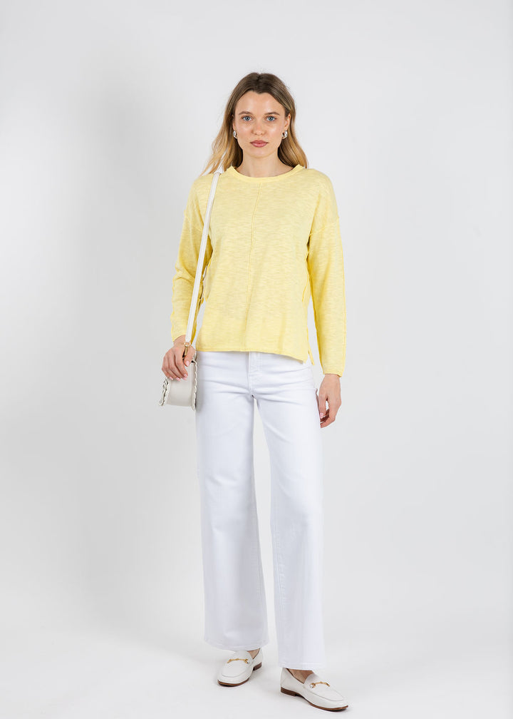 BK Slub Center Seam Long Sleeve Tee in Cool Lemon available at Barbara Katz