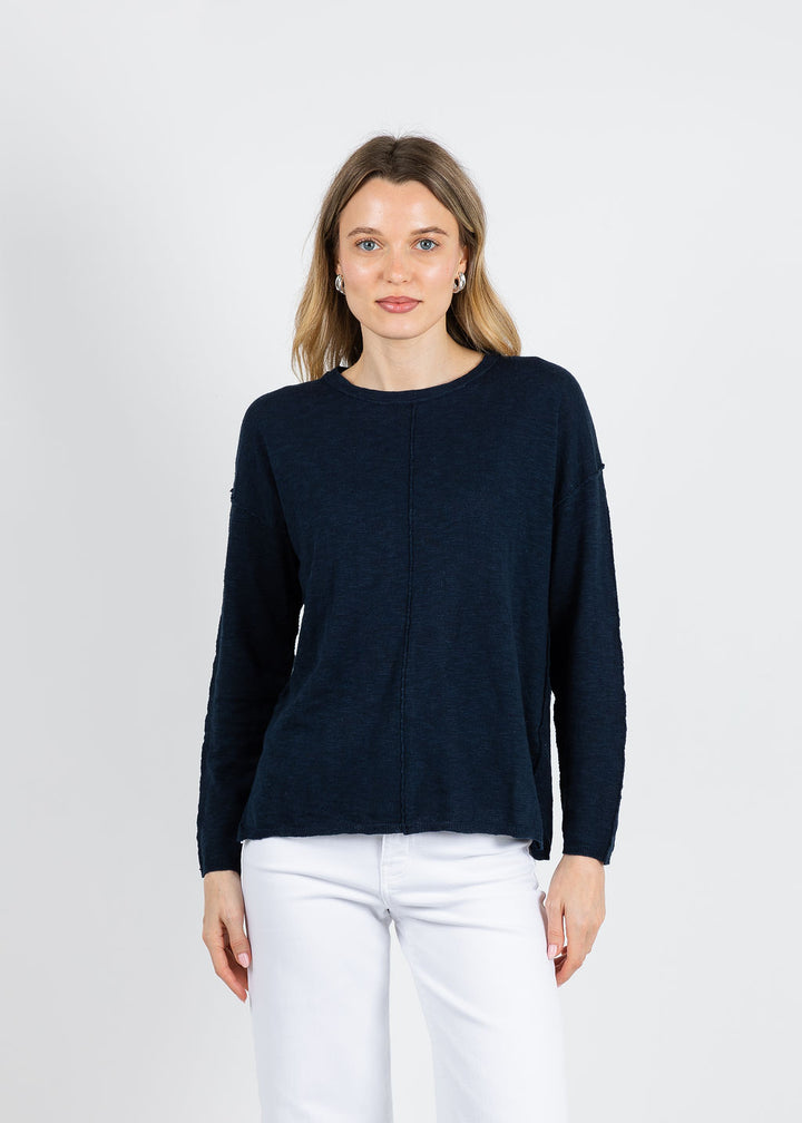 BK Slub Center Seam Long Sleeve Tee in Navy available at Barbara Katz