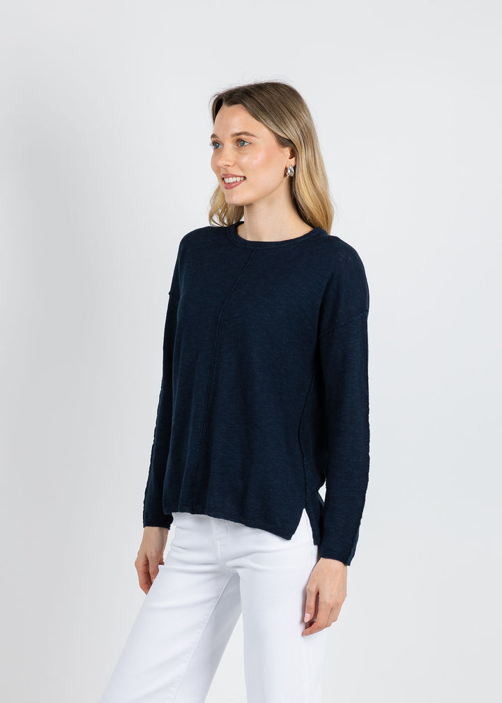 BK Slub Center Seam Long Sleeve Tee in Navy available at Barbara Katz