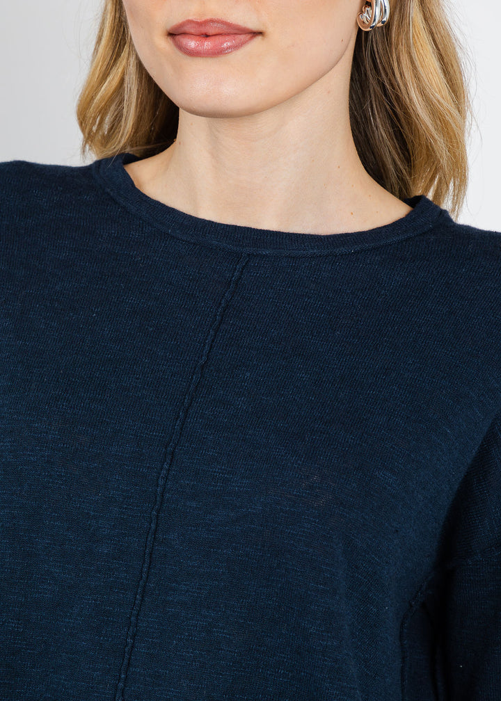 BK Slub Center Seam Long Sleeve Tee in Navy available at Barbara Katz